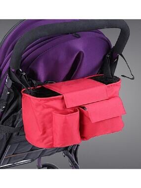 Red Universal Stroller Organizer Bag with Adjustable Straps